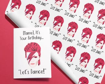David bowie birthday card & paper bundle - personalised - hand illustrated - recycled materials - eco