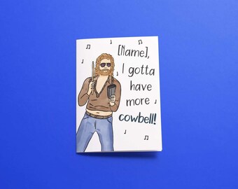Cartão personalizado com sino de vaca - ilustrado à mão - materiais reciclados - ecológico