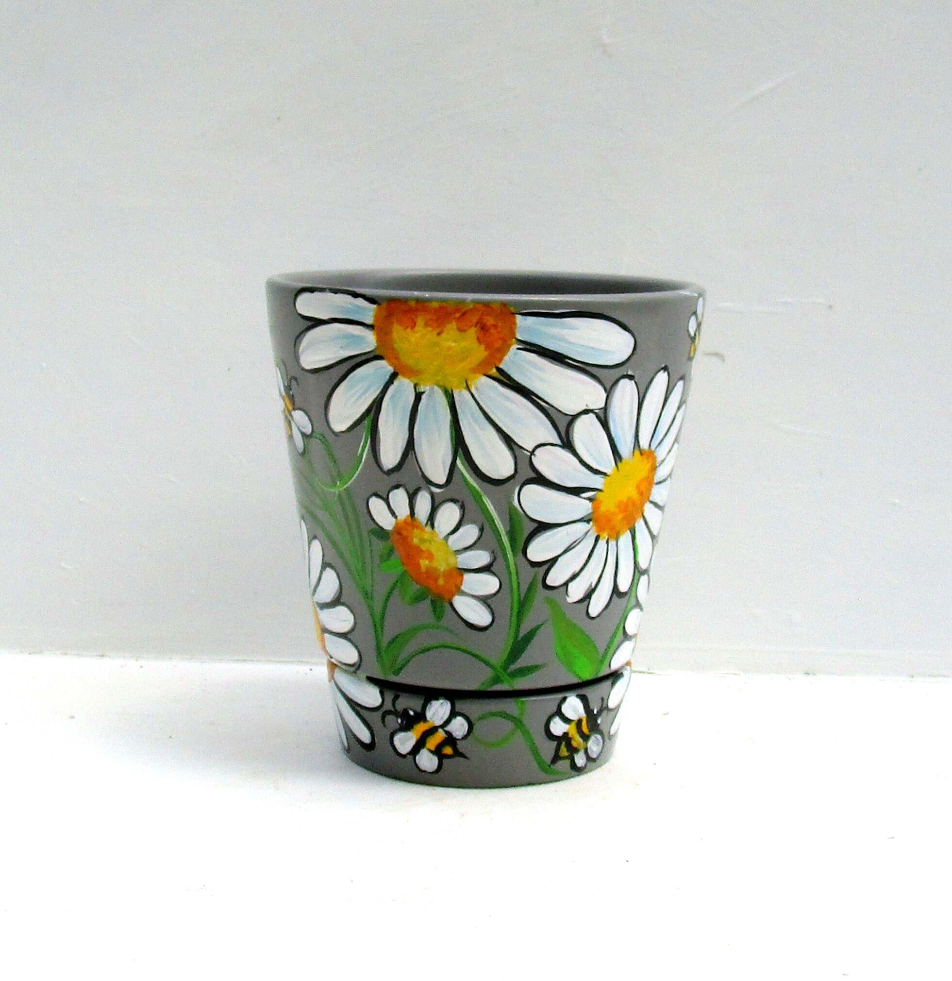 Bumble Bee Hand Painted Flower Pot