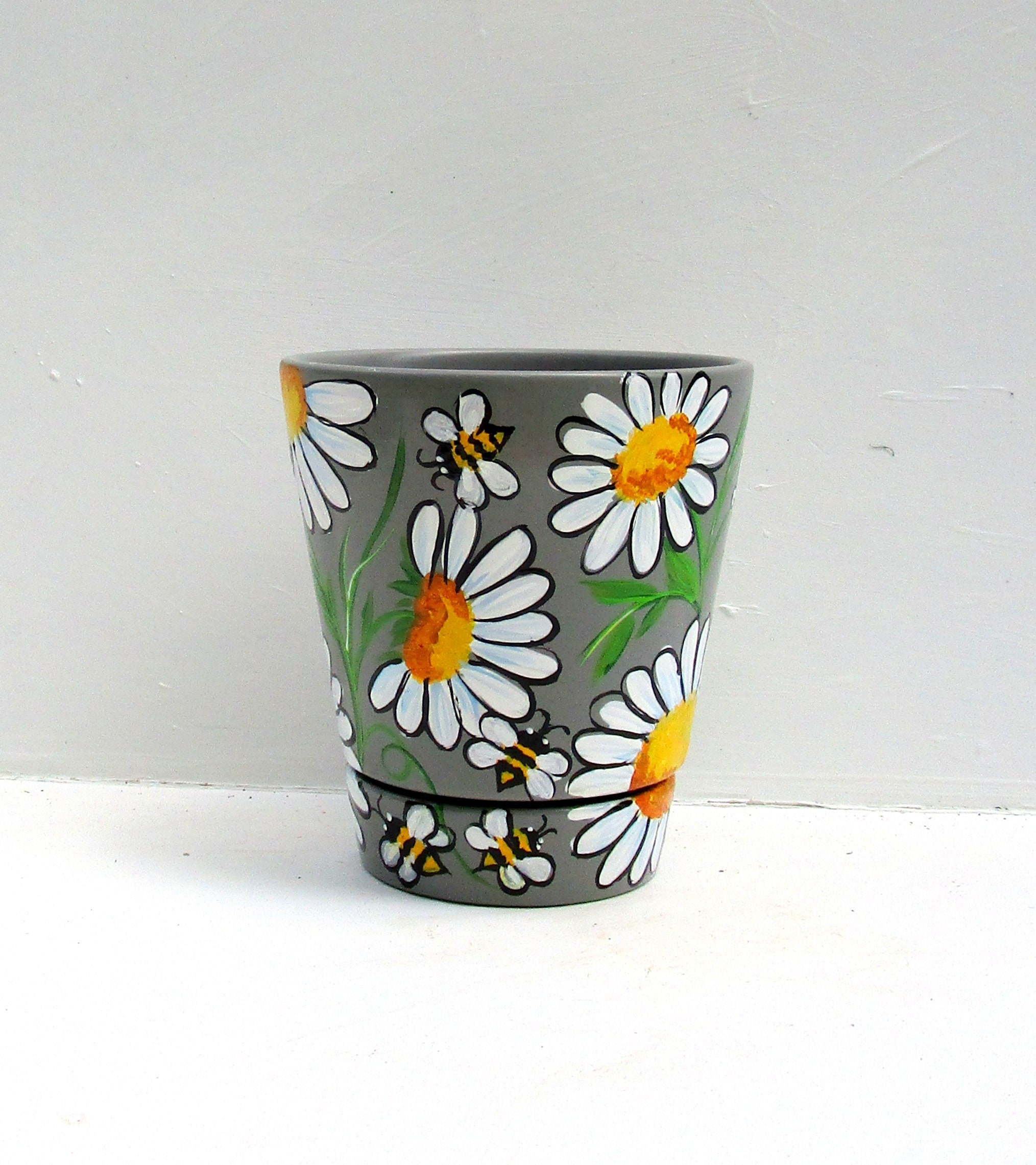 Bumble Bee Hand Painted Flower Pot