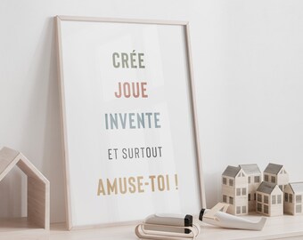 Affiche pour salle de jeux, poster décoratif multicolore de phrases positives pour enfants, idéale pour l'espace des petits