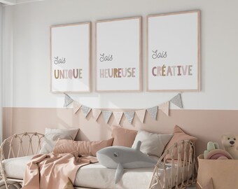 Pósteres de ánimo para niñas, 3 carteles de confianza en uno mismo de color rosa para decorar la sala de juegos o el dormitorio