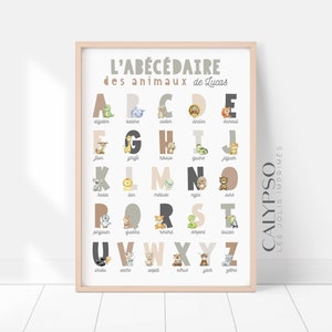 Animal alphabet book for children, didactic poster for learning the alphabet, gift for children, learning to read poster