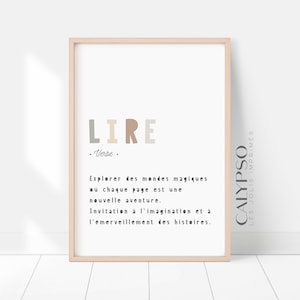 Definition poster to read in French, decoration in natural colors for children, classroom display or playroom