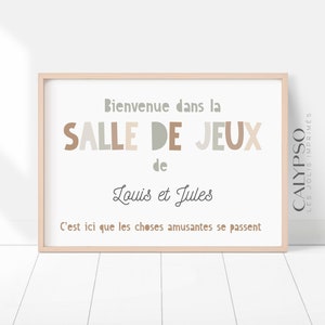 Personalized poster for playroom, wall decoration for children, khaki, beige and camel poster