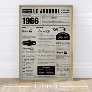 Manifesto del giornale dell'anno di nascita 1966. Regalo personalizzato per il 59° compleanno, poster di giornale retrò dell'anno di nascita
