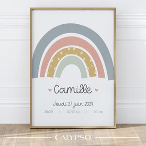 Poster arcobaleno per la nascita di un bambino, poster personalizzato con nome del bambino