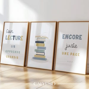 Decorazione dell'angolo lettura dei bambini, 3 poster per la biblioteca, la sala giochi o la scuola