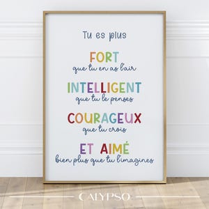 Manifesto con citazione sulla fiducia in se stessi in francese per bambini, sei migliore di quanto pensi