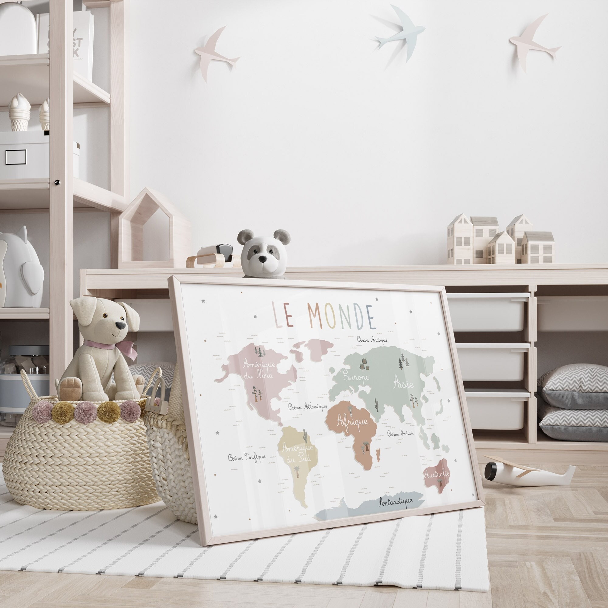 Carte du monde chambre d'enfant -  France