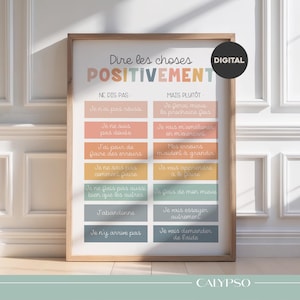 Digitale poster met positieve Franse tekst: dingen met vriendelijkheid zeggen