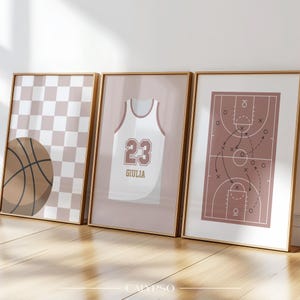 Basketball-Poster für Mädchen – 3er-Set, personalisierte rosa Poster fürs Kinderzimmer