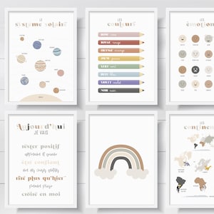 30 affiches pédagogiques digitales kaki et beige en français, fiches pédagogiques à imprimer, pour salle de classe, posters d'apprentissage image 3