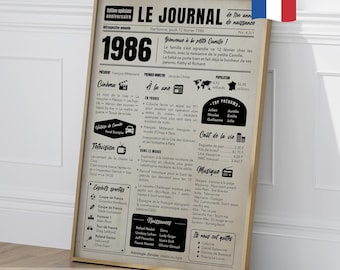 Newspaper birth announcement poster from 1986 in France – 40th Anniversary