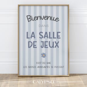 Poster per la sala giochi dei bambini - Decorazione murale francese con morbide strisce blu