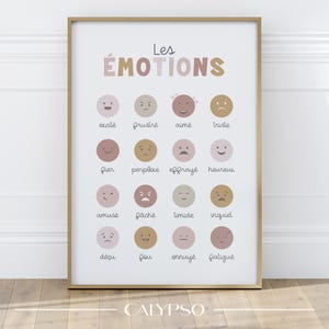 Illustrazione delle emozioni in colore rosa, decorazione scolastica, poster Montessori per sala giochi