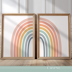 Boho-Regenbogenposter in sanften Farbtönen, Poster fürs Kinderzimmer