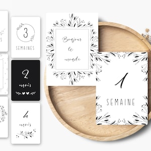 Baby-Meilensteinkarten, von der Geburt bis 1 Jahr – Fortschrittskarten – minimalistische und geschlechtsneutrale Blumenkarten, 26 Motive/13 doppelseitige Karten
