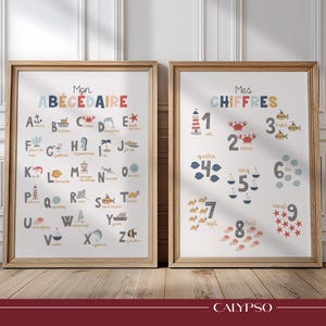 Nautical Alphabet & Numbers Posters – Kids Wall Art for Baby or Toddler Room