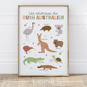 Poster con animali australiani della savana per bambini, decorazione con animali australiani