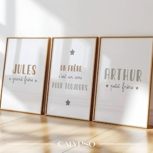 Poster per fratelli piccoli e grandi, poster personalizzati con il nome, un fratello è un amico per sempre