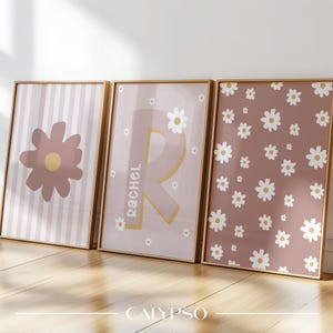 Poster personalizzato con nome margherita – Decorazione murale floreale e foderata per la camera da letto di una ragazza boho