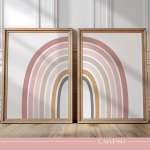 2 poster arcobaleno per bambini, decorazioni rosa per la cameretta di una bambina.