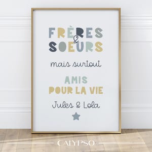 Póster de hermanos y hermanas para niños, amigos para toda la vida, decoración de pared de sala de juegos