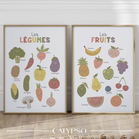 Affiches fruits et légumes en français pour enfants