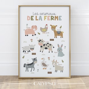 Decorazione murale con animali da fattoria per bambini, in francese