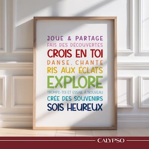 Affiche phrases positives en français pour enfant, décoration murale optimiste