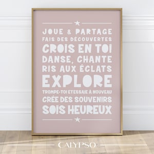 Poster con citazioni in francese per bambini, decorazione da parete rosa per aree gioco