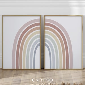2er Set Regenbogenposter in Pastellfarben, Geschenk zur Geburt, Babyposter, bunte Deko fürs Kinderzimmer