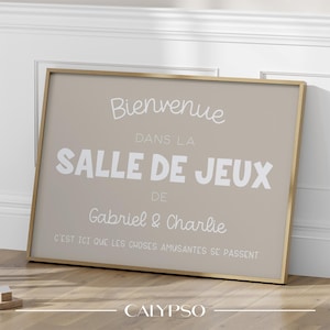 Poster personalizzato per la sala giochi dei bambini, decorazione murale beige in francese