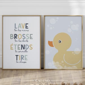 Poster per il bagno dei bambini - Routine mattutina e paperella di gomma