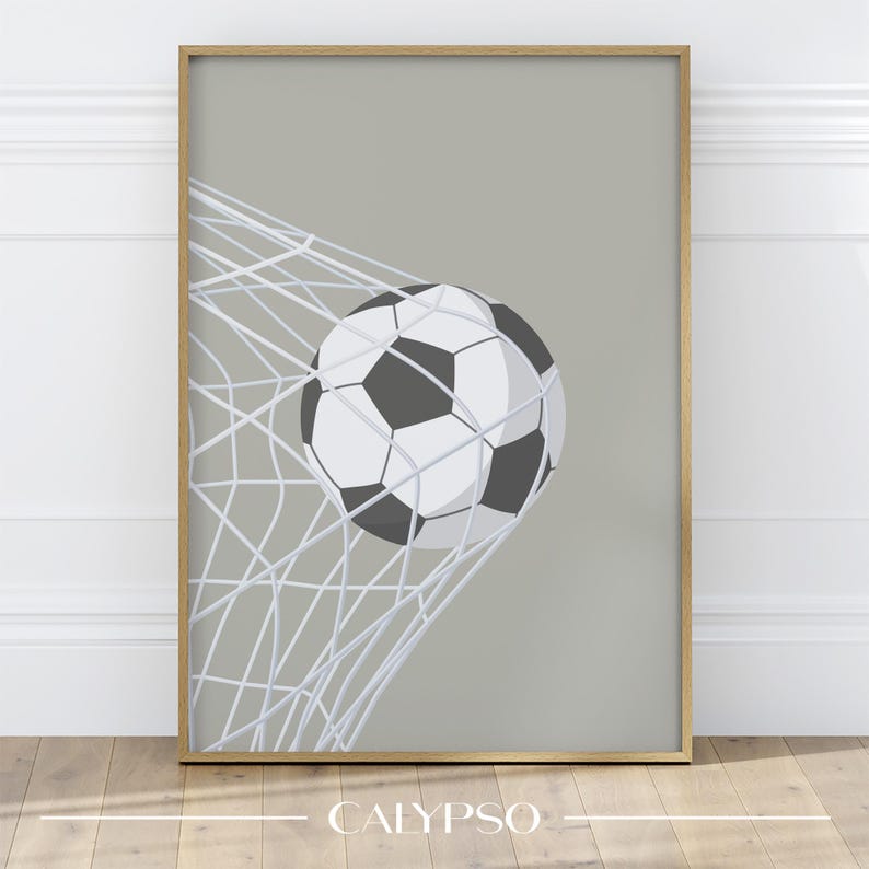Poster ballon de football sur fond sauge.