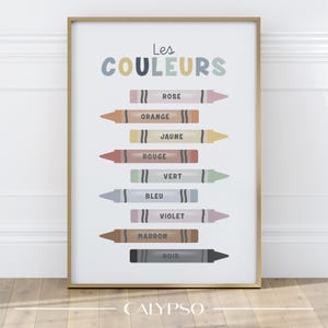 Affiche crayons de couleurs pour enfants, déco murale pour salle de classe