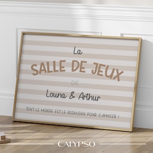 Poster personalizzato per sala giochi con fodera in francese, con uno stile pulito e moderno