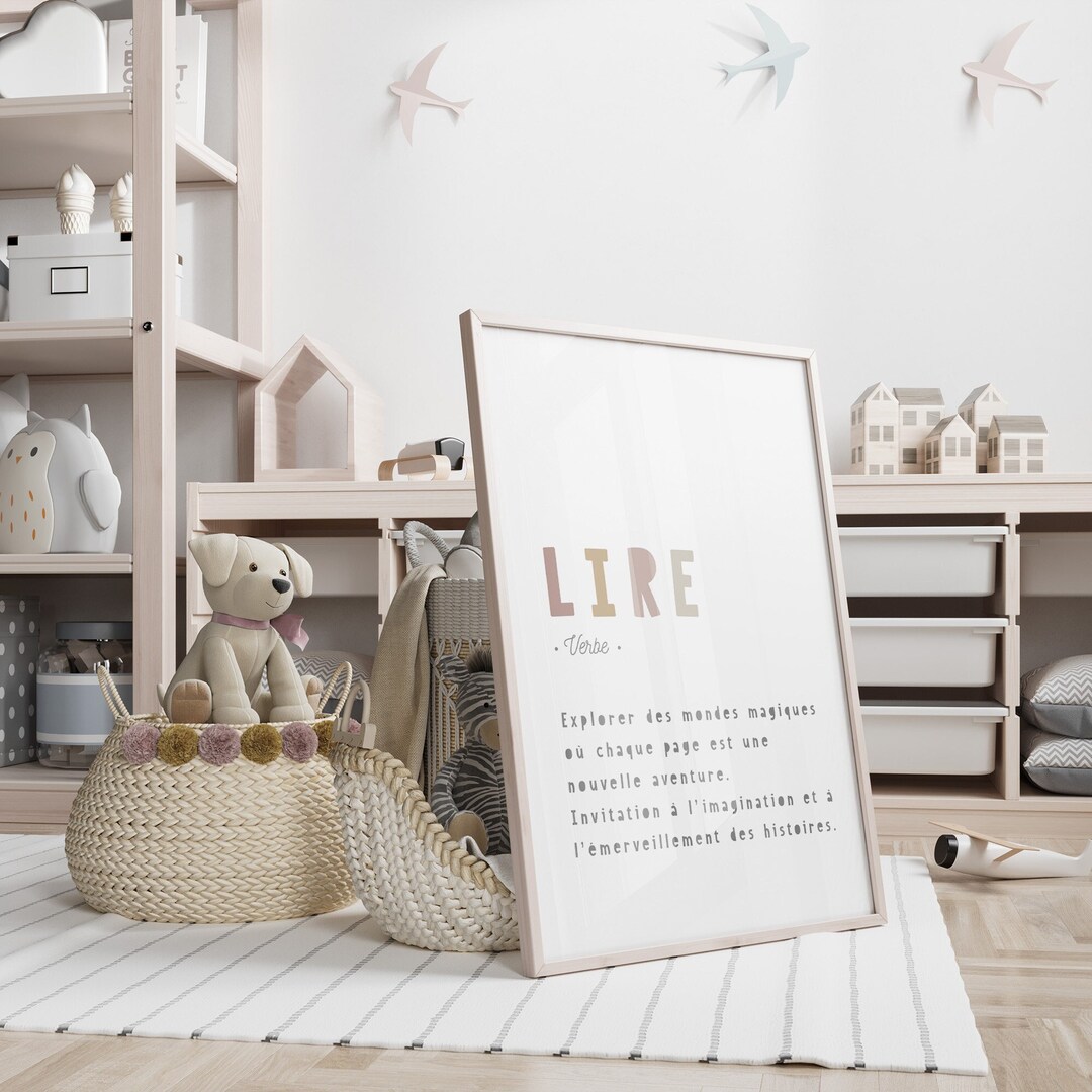 Affiche définition lire en français, décoration aux couleurs naturelles