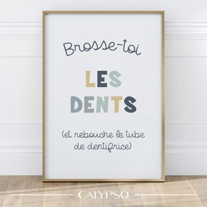 Poster Lavarsi i denti, arredamento del bagno per bambini piccoli