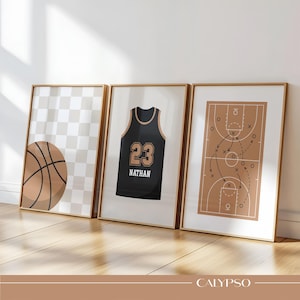 Affiches basketball personnalisées, lot de 3 posters sportifs pour enfant