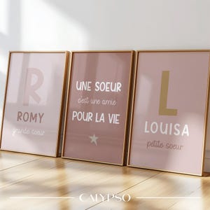 Pósteres personalizados para hermanas: arte mural de hermana mayor y hermana menor, decoración para habitación infantil