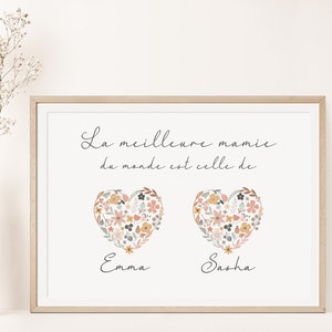 Grandma poster, Grandmother's Day gift, best grandma in the world, grandchildren's first names to offer to a wonderful grandmother