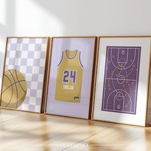 Custom basketball poster – Kids Los Angeles jersey print – Sports wall art for boys room