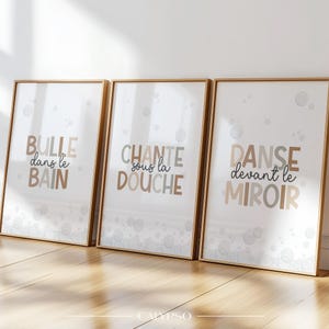 Poster per il bagno dei bambini - Set di 3 poster da parete con citazioni