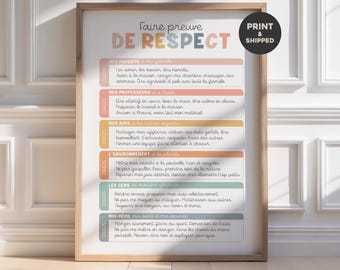 Cartel sobre el respeto para niños, para el aula o la consulta de terapia.