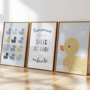 Badezimmerposter für Kinder - 3er-Set Entenposter und Wandzitate