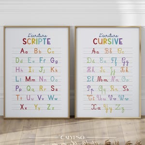 Cursive and print alphabet posters – Colorful educational prints for kids
