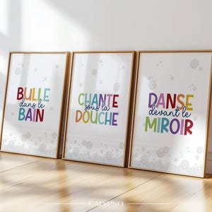 Kinderbadezimmerposter – 3er Set lustige und fröhliche Poster