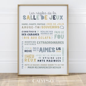 Las reglas de la sala de juegos, cartel decorativo para niños.